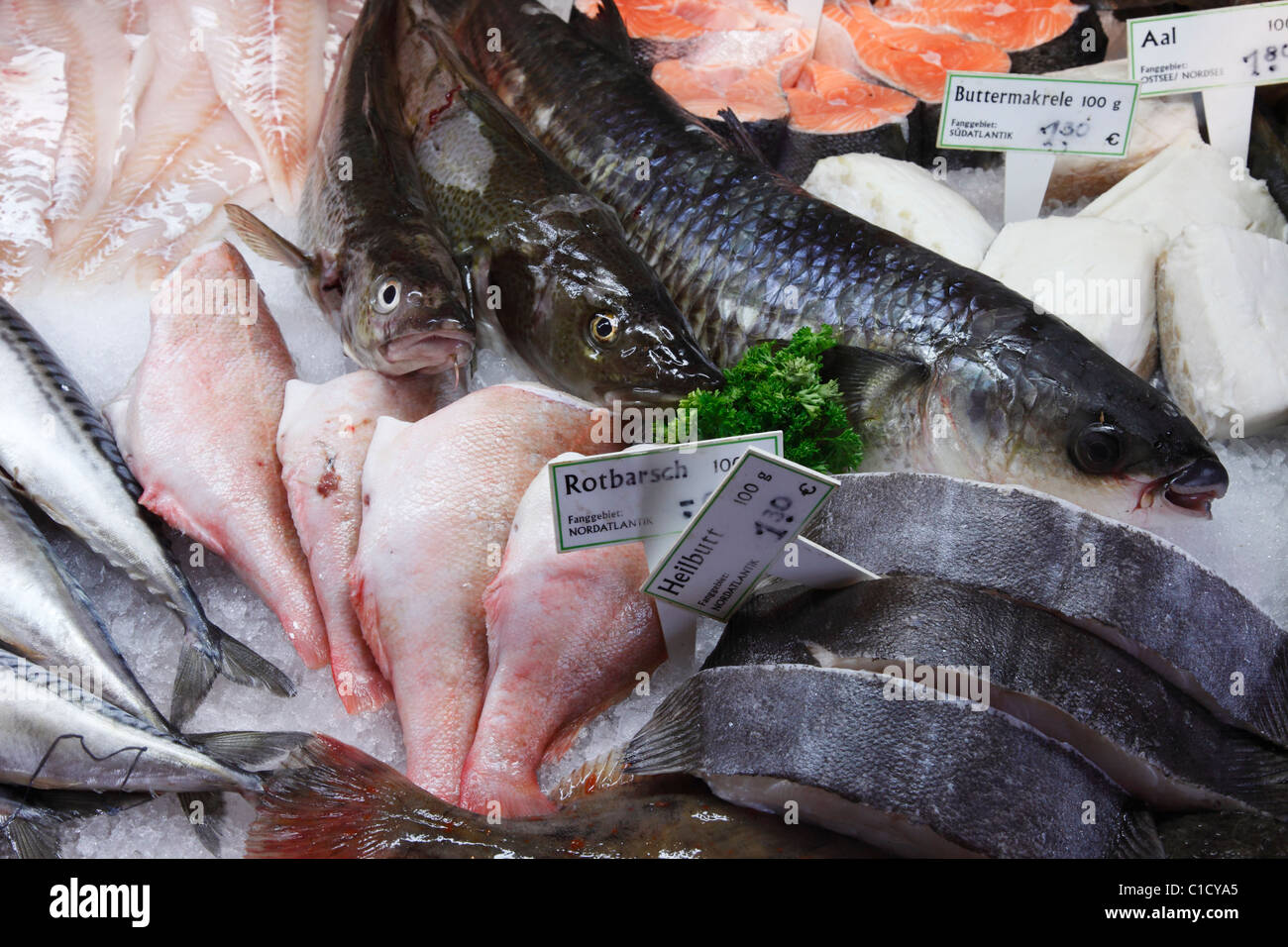 fish account in a supermarket Stock Photo