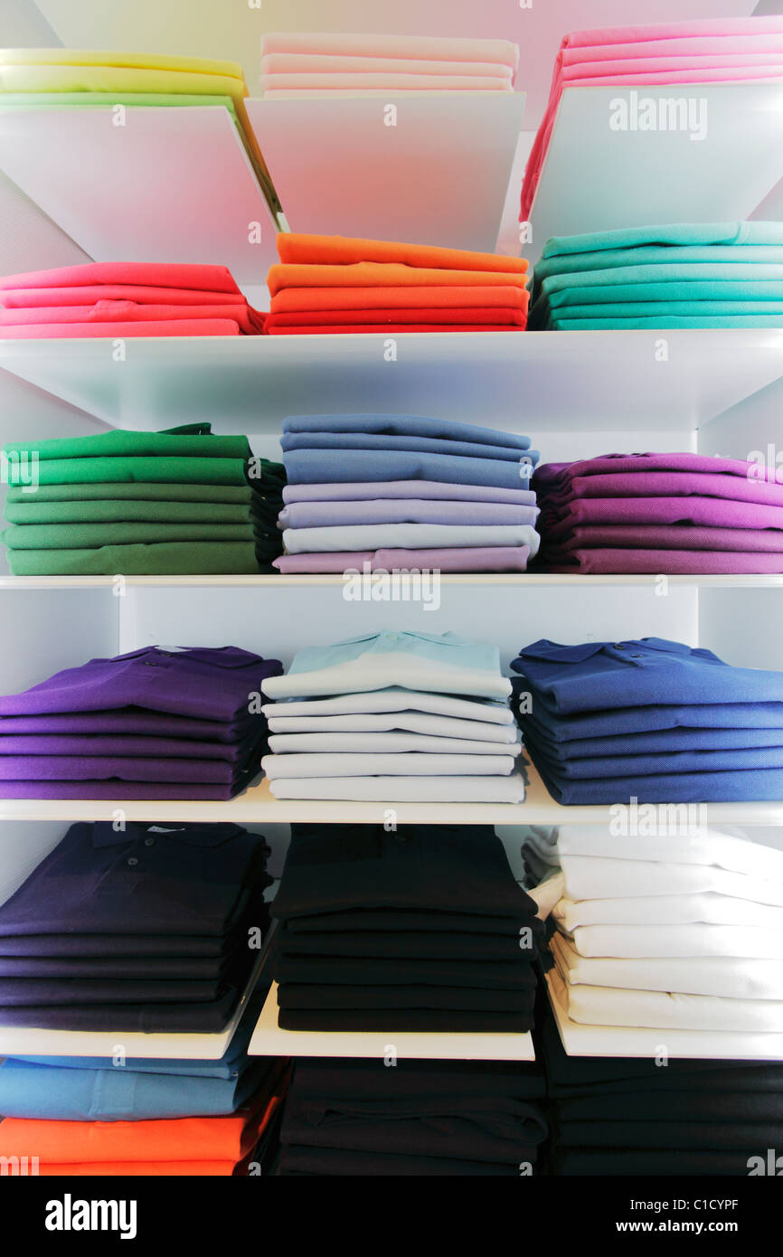 polo shirts for men in a fashion store Stock Photo