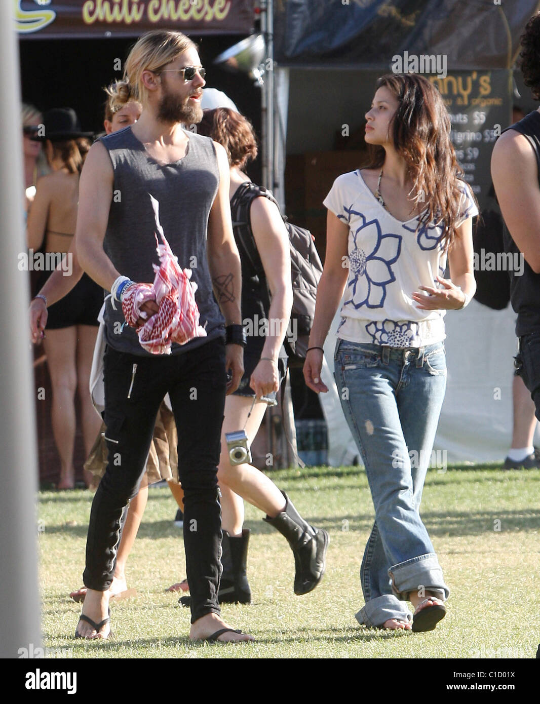 Jared Leto Walks And Talks With A Female Companion Coachella Music Festival 2009 Day 3 Indio California 19 04 09 Stock Photo Alamy