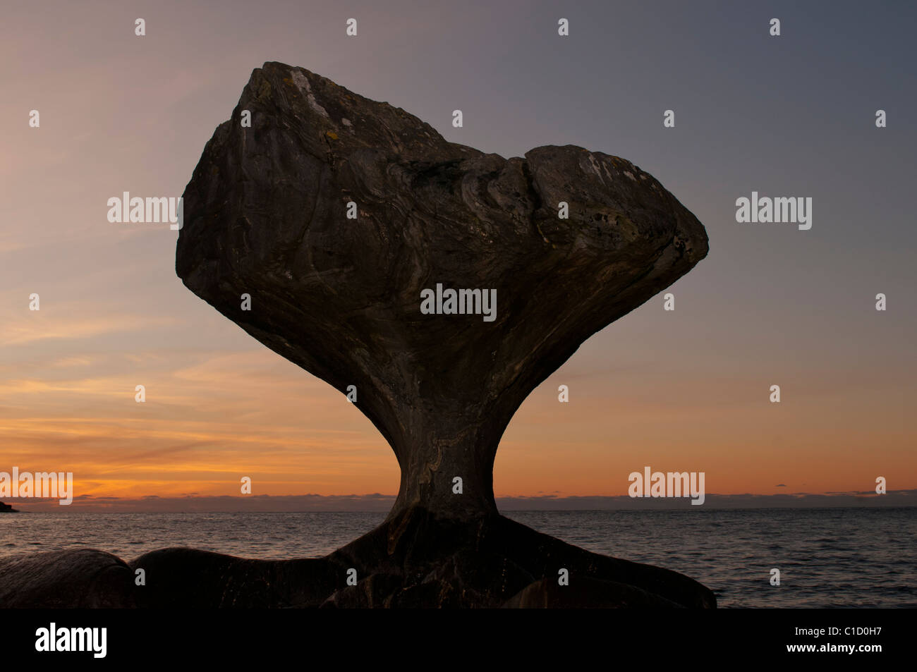 'Kannestein' rock, Norwegian landmark shaped by the sea over thousands of years Stock Photo