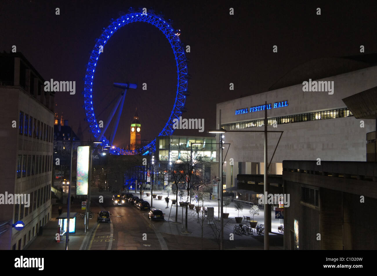 London South Bank with the London Eye and Royal Festival Hall Stock Photo