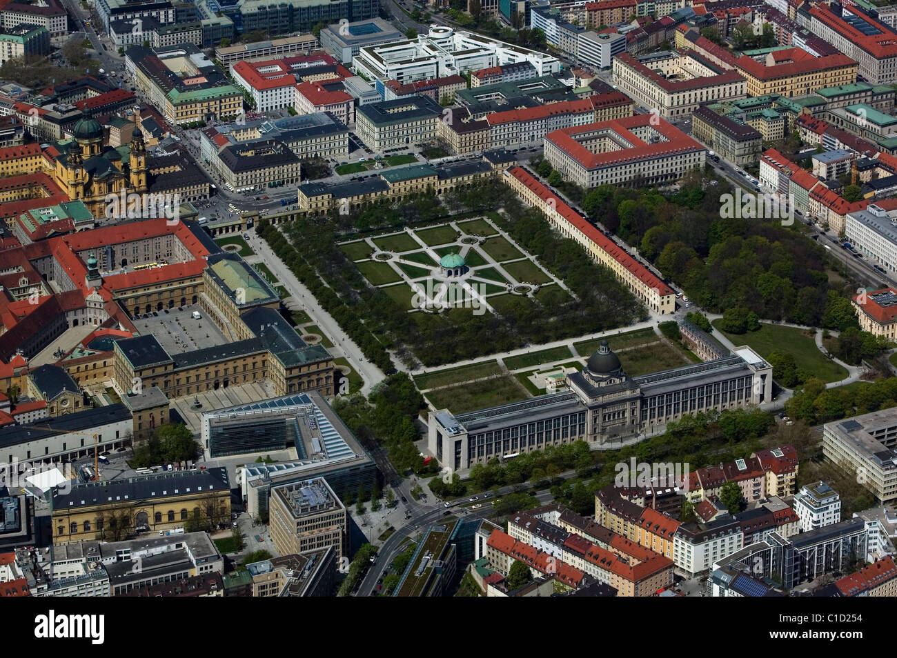 aerial view above Hofgarten Court Garden Munich Germany Stock Photo