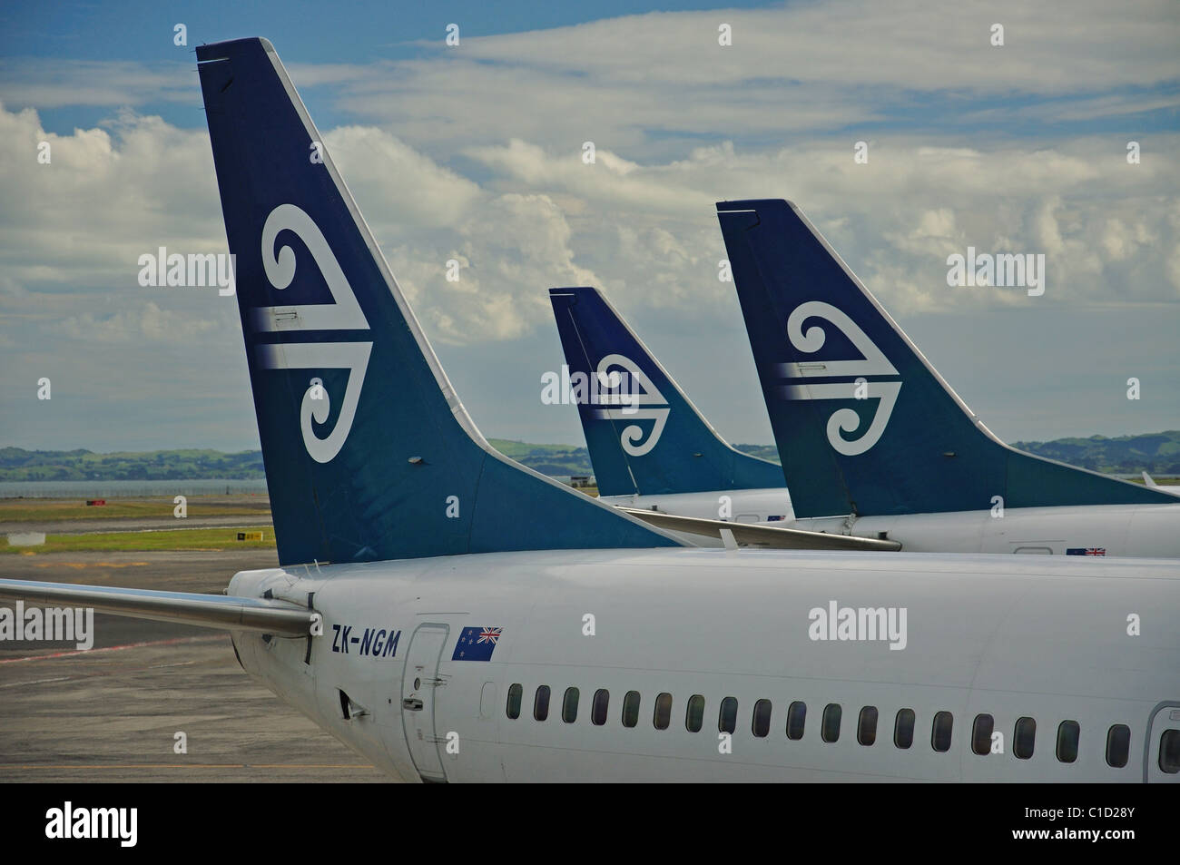 Air NZ Aircraft on tarmac, Domestic Terminal, Auckland Airport, Mangare, Auckland, Auckland Region, North Island, New Zealand Stock Photo