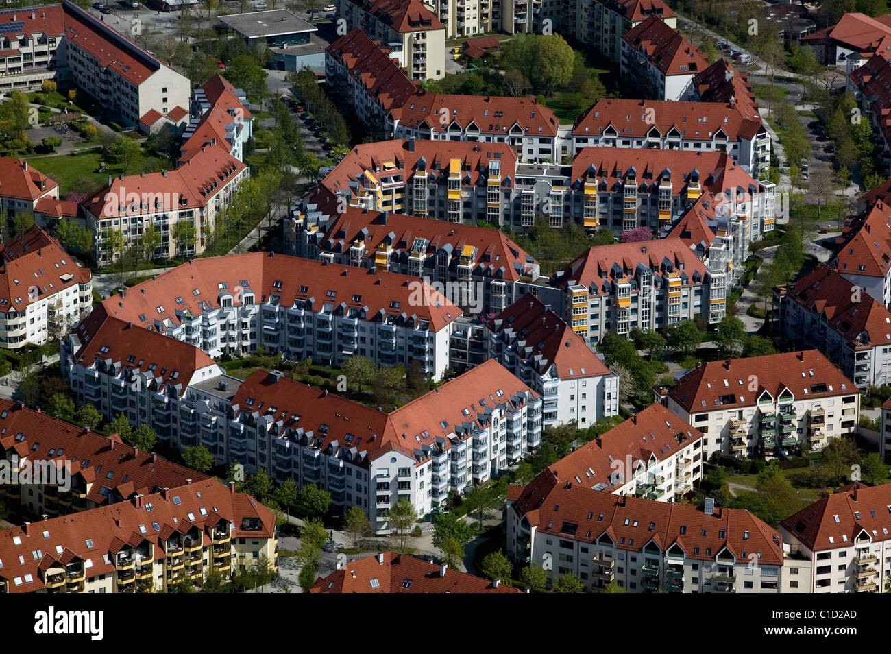 aerial view above apartment houses Augsburg Germany Stock Photo Alamy