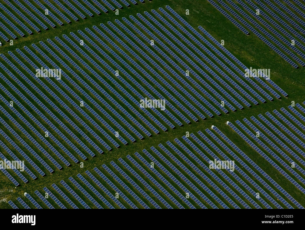 aerial view above large solar farm Bavaria Germany Stock Photo