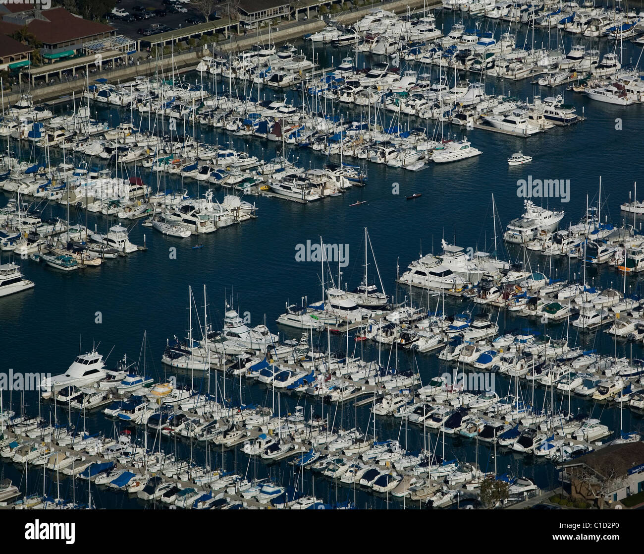 aerial view above Dana Point Harbor Orange County California Stock Photo