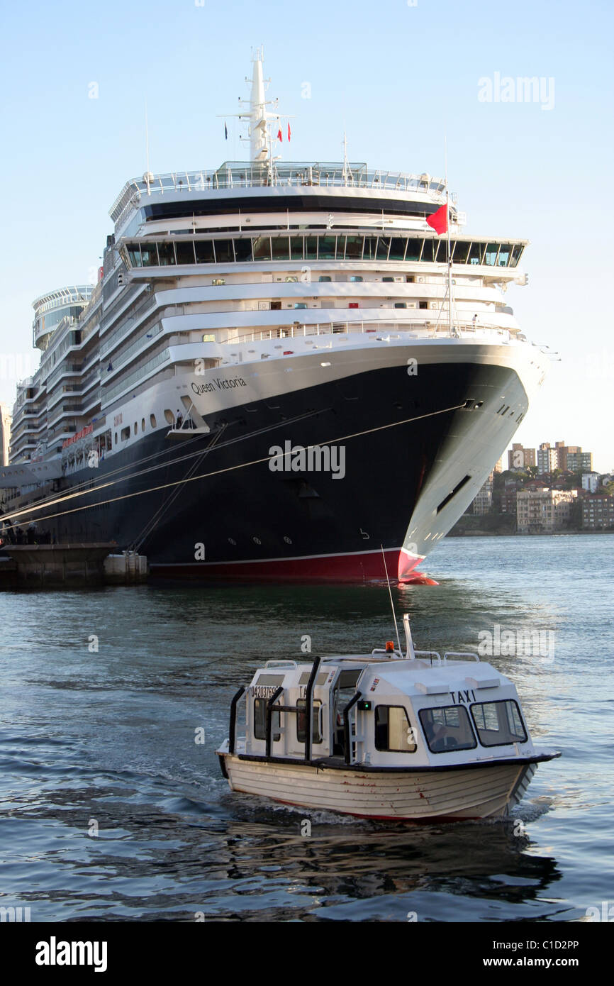 The Queen Victoria enters city harbor and prepares to dock at Circular