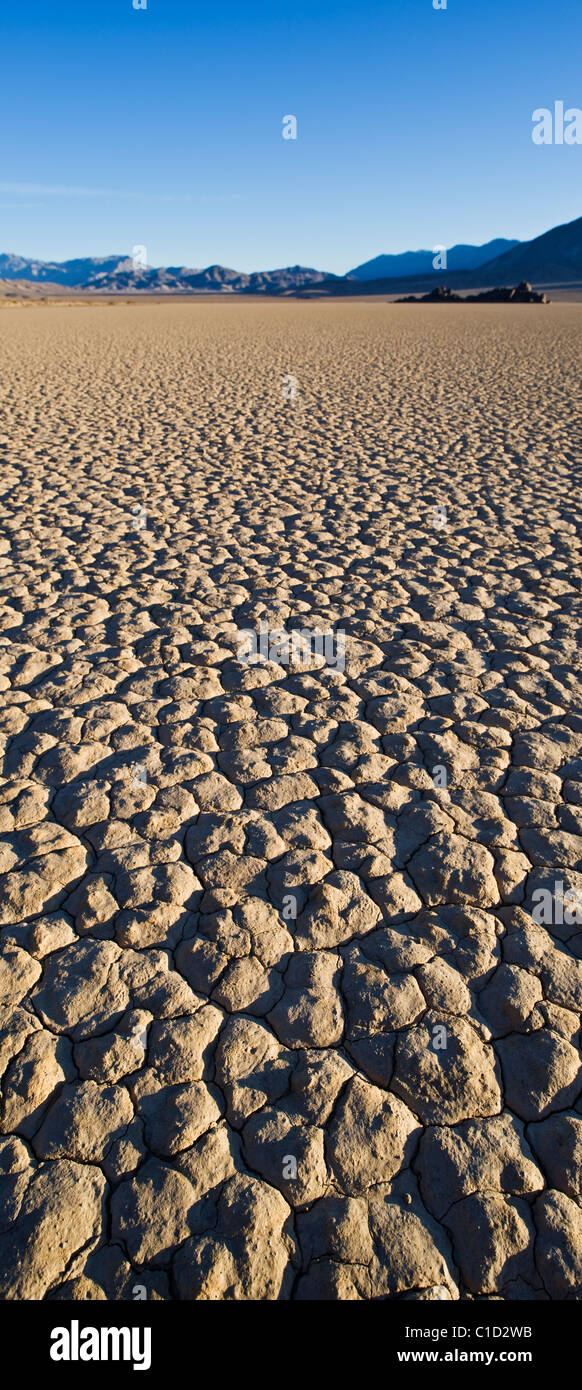 Dry lake bed of the Devil's Racetrack playa, Death Valley national park ...