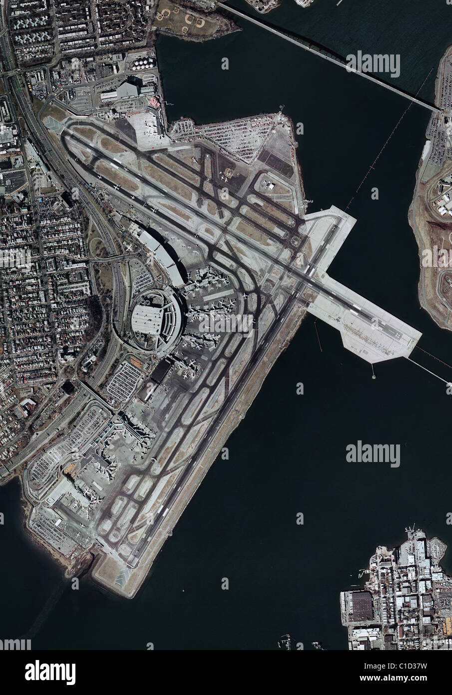aerial map view above LaGuardia International Airport Queens New York