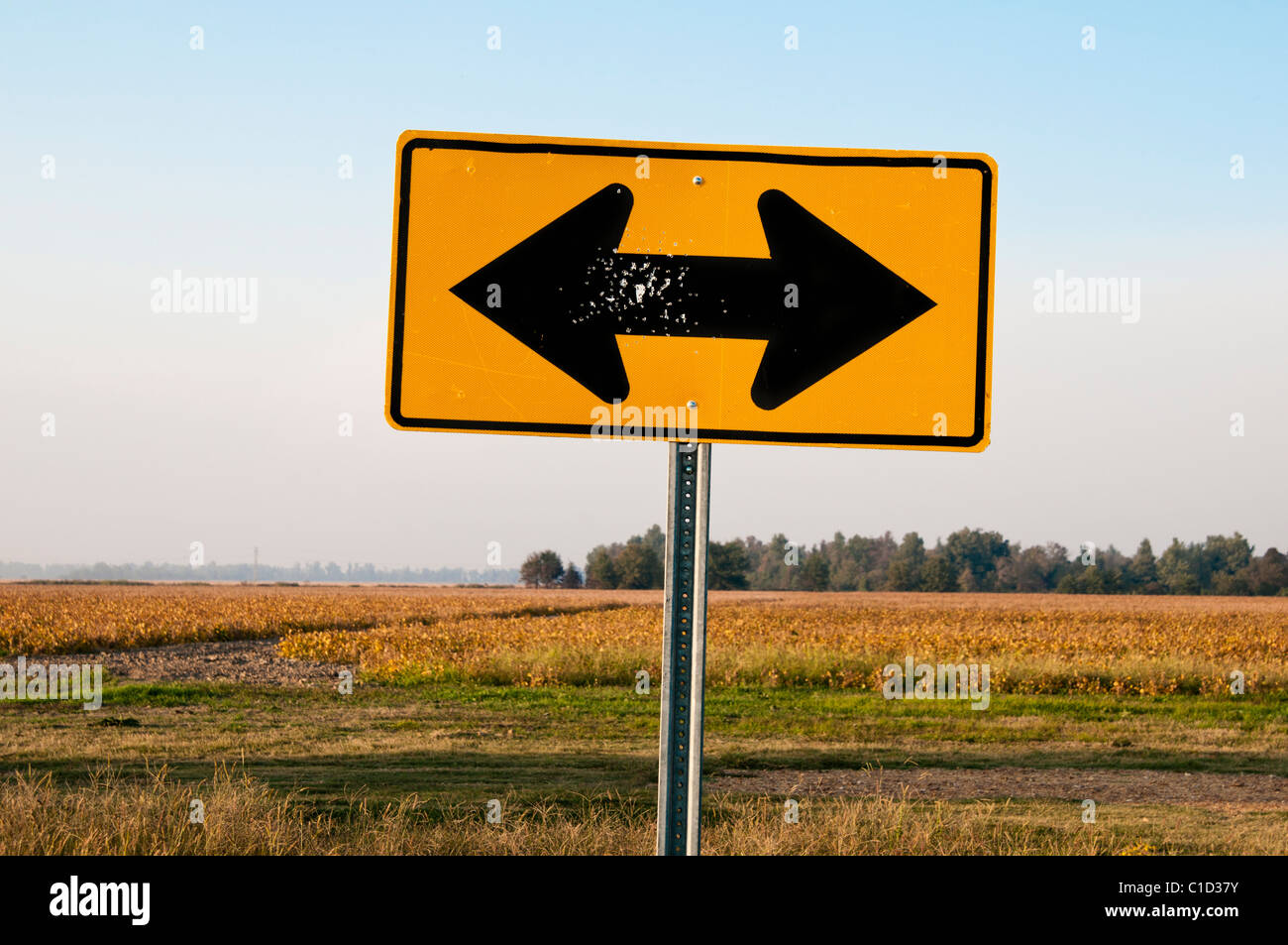 Choices, road sign in the Arkansas delta Stock Photo
