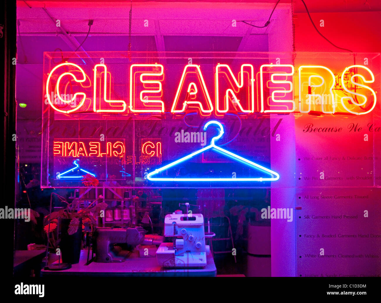 Dry cleaners neon sign Stock Photo Alamy