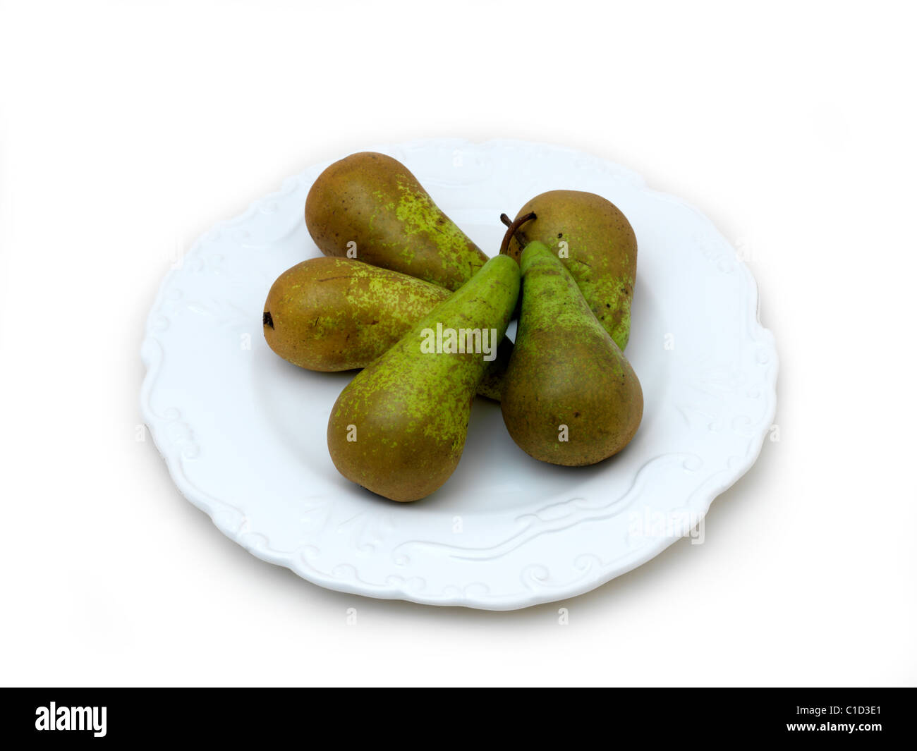 Conference Pears On A Plate Stock Photo