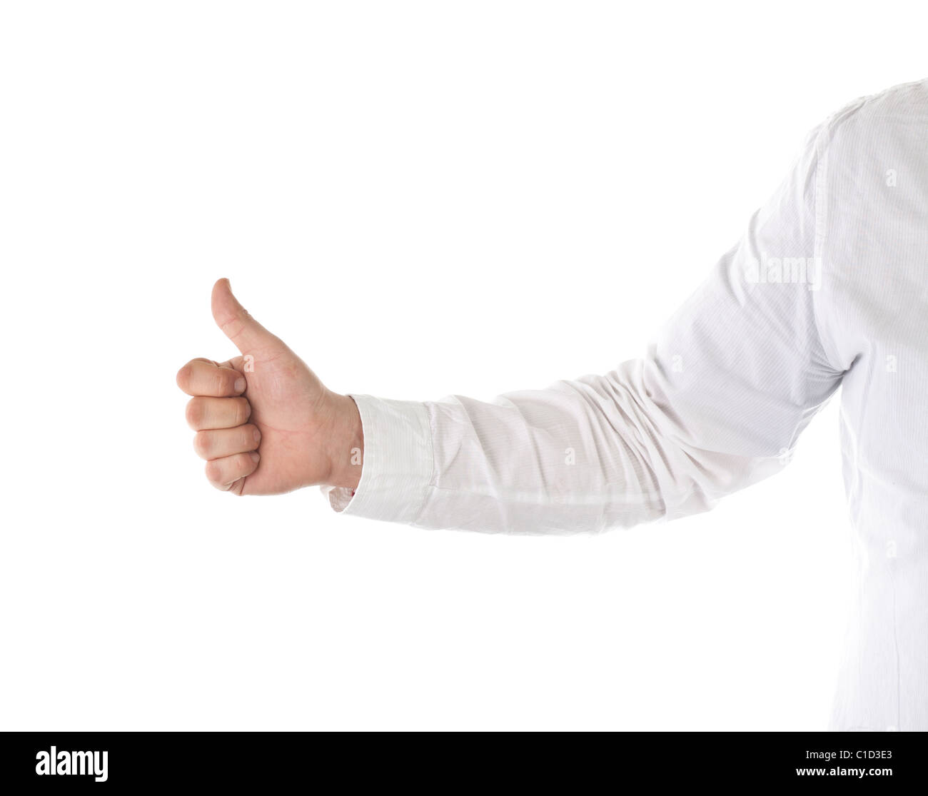 Businessman giving a thumb up, isolated on white background Stock Photo