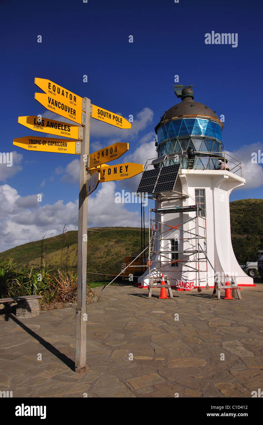 Cape Reinga Lighthouse, Cape Reinga, Northland Region, North Island, New Zealand Stock Photo