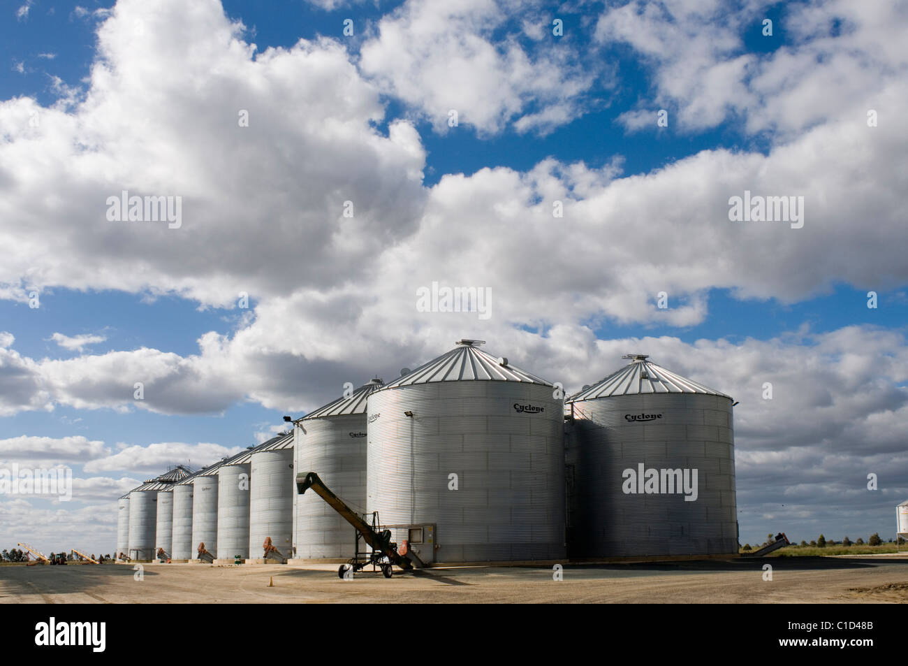 Wheat silos near Narrandera in New South Wales Australia Stock Photo