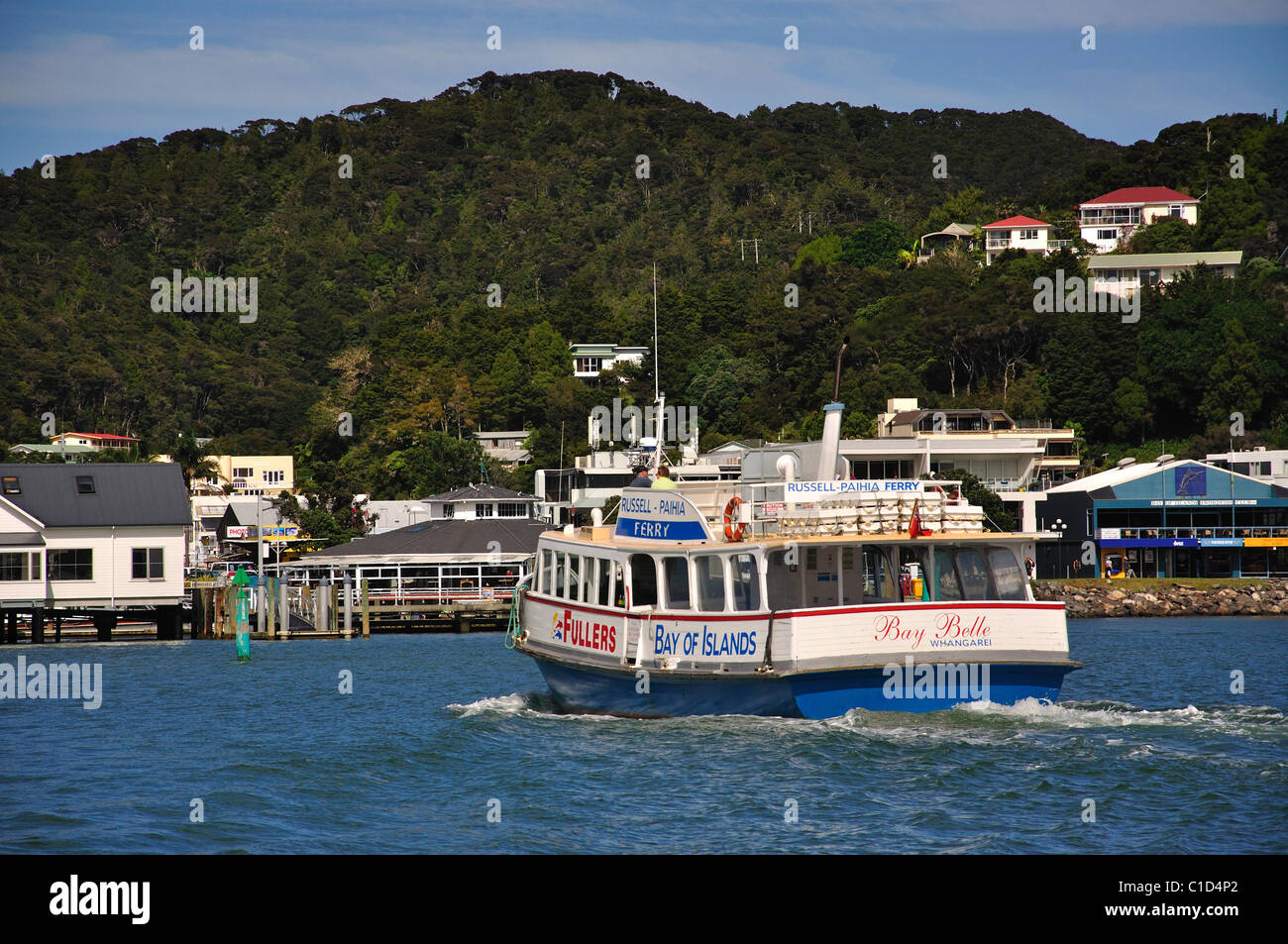 Russell ferry heading to Paihia, Paihia, Bay of Islands, Northland Region, North Island, New