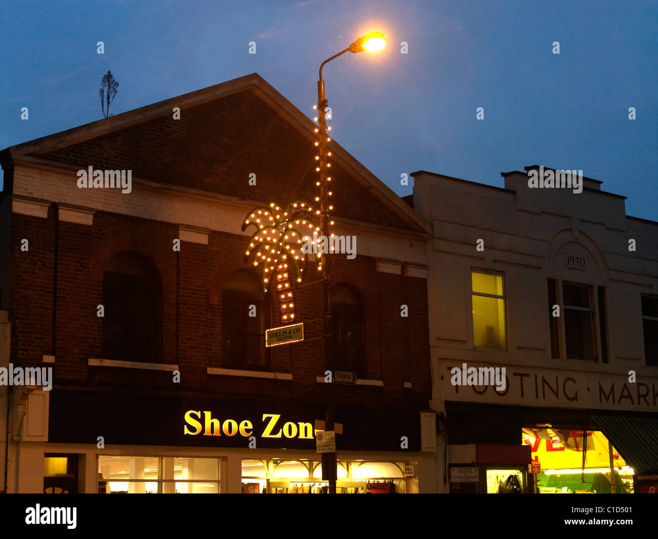 Tooting London England High Street At Night In The Rain Eid Lights ...