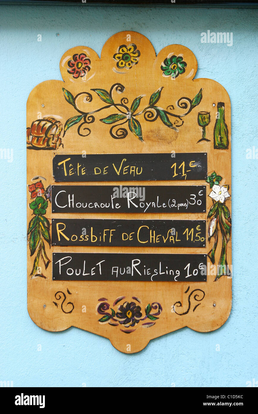 France, Bas Rhin, Strasbourg, menu of the day in a restaurant Stock Photo