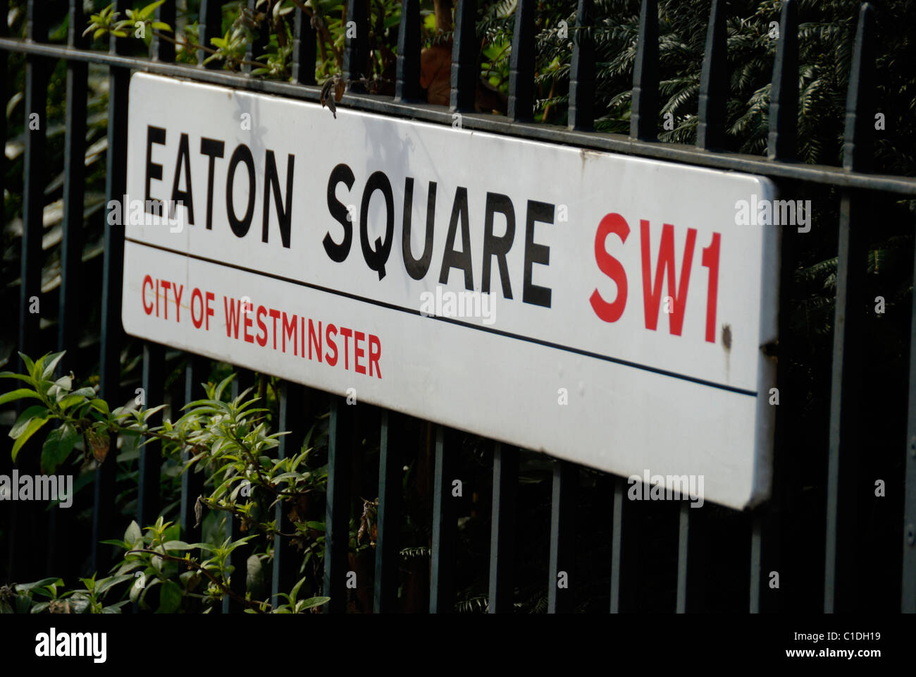 Eaton Square SW1 street sign, Belgravia, London, England Stock Photo