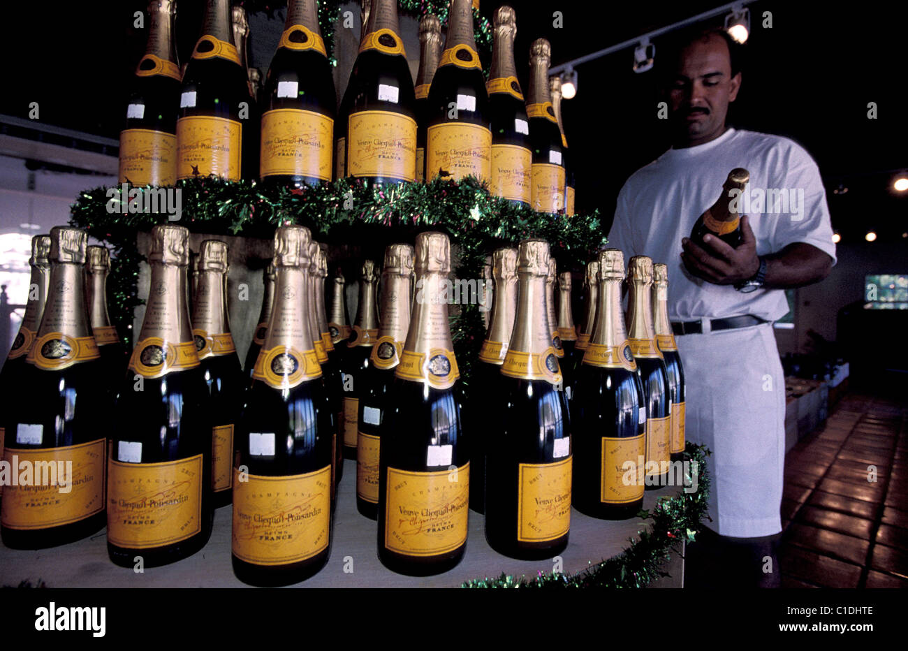 Barbados, champagne bottles Stock Photo Alamy
