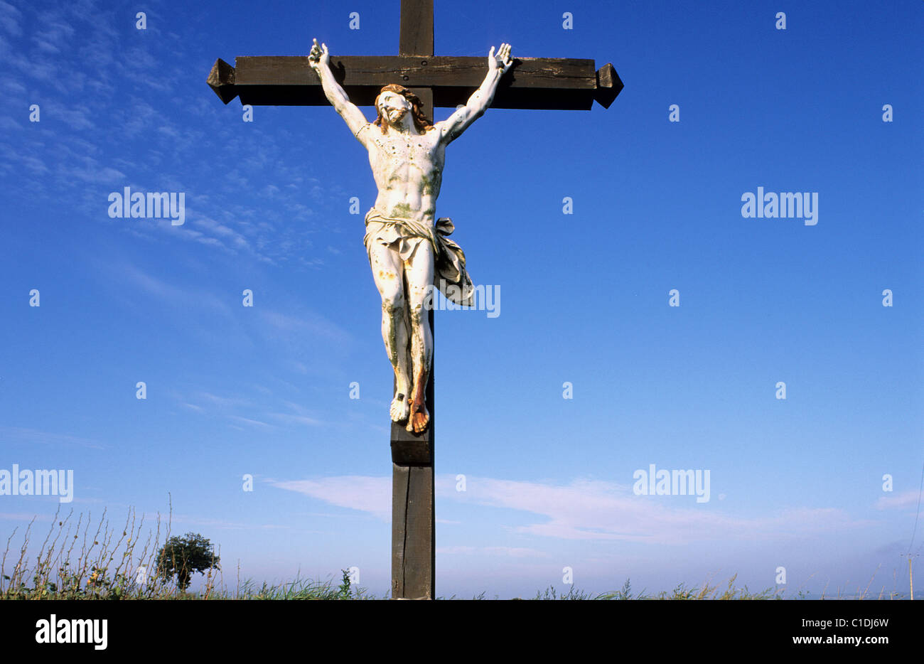 France, Cotes d'Armor, Saint Juvat, a realistic Christ Stock Photo
