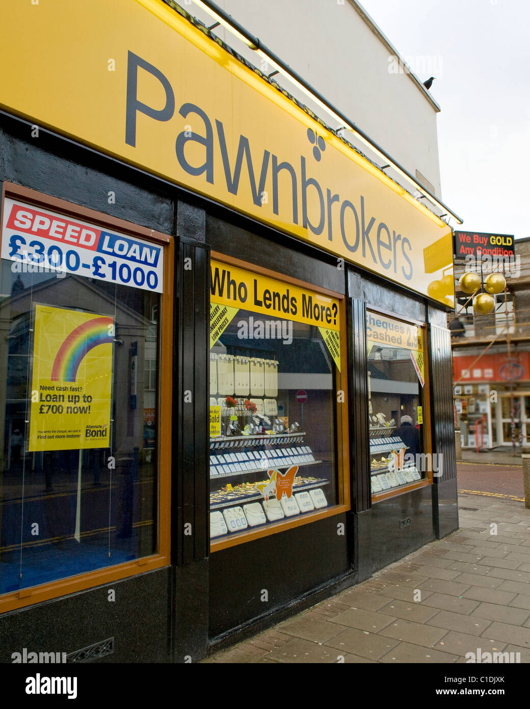 Pawnbroker's Shop lending sign Stock Photo