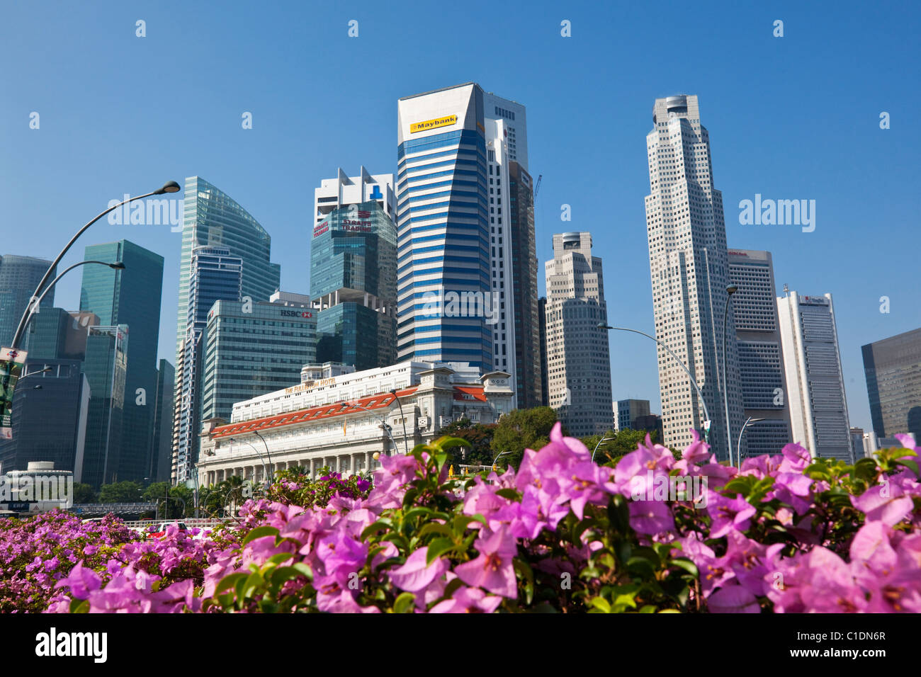 The central business district skyline.  Marina Bay, Singapore Stock Photo