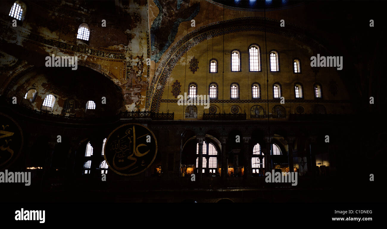 Interior of Hagia Sophia in Sultanhamet in Istanbul in Turkey in Middle East Asia. Architecture Ancient History Historical Building Religion Travel Stock Photo