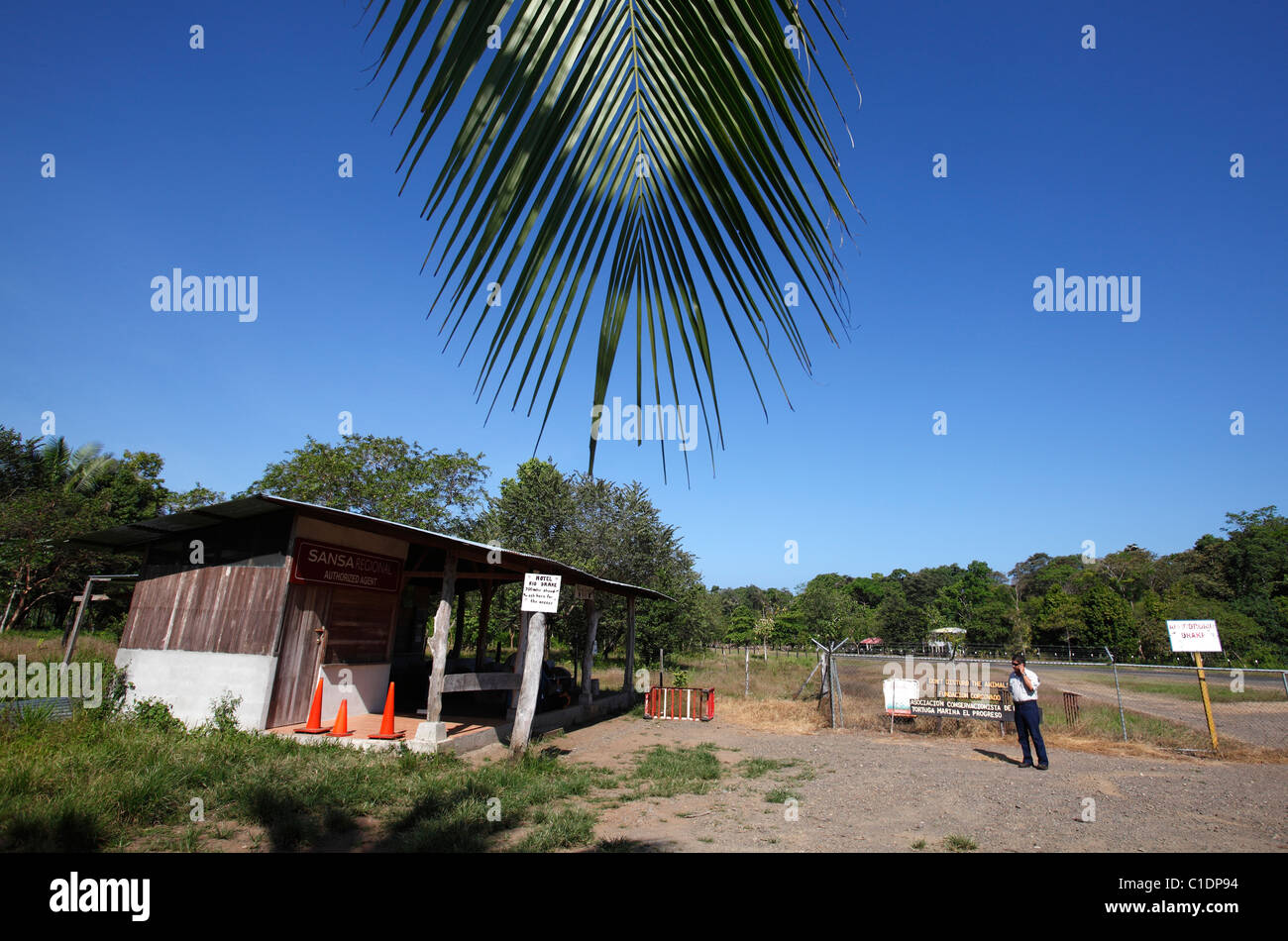 The airport terminal building in the isolated town of Drake Bay, Osa Peninsula, Costa Rica Stock Photo