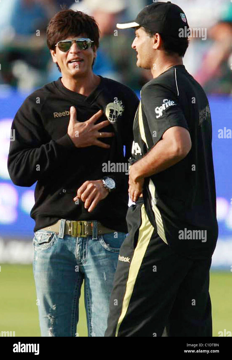 Shahrikh Khan and Sourav Ganguly of Kolkata Knight Riders during the IPL Twenty20 match with Kolkata Knight Riders versus Stock Photo