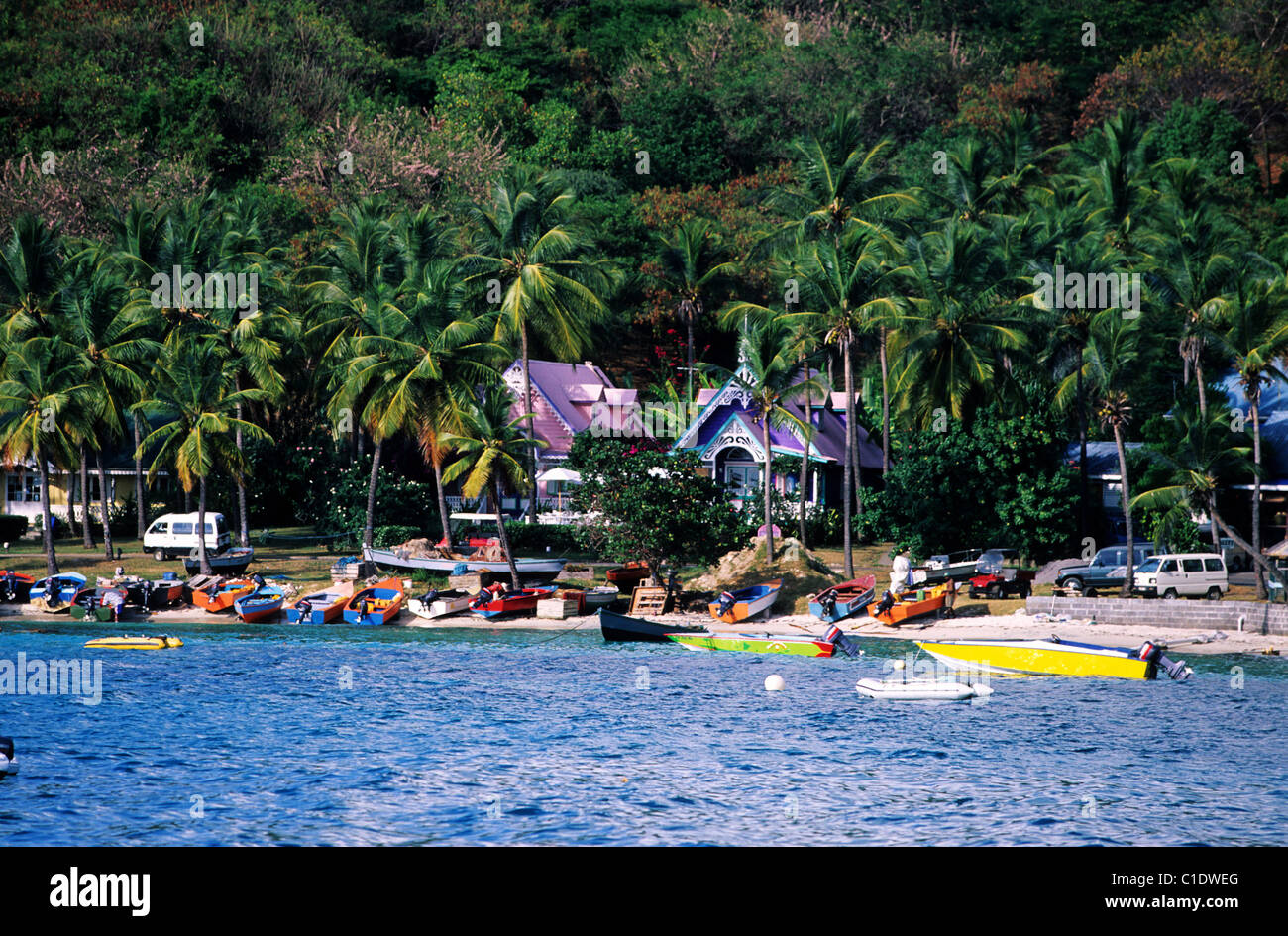 Saint Vincent and the Grenadines, Mustique Island, the hideaway for the rich and famous, Britannia Bay Stock Photo