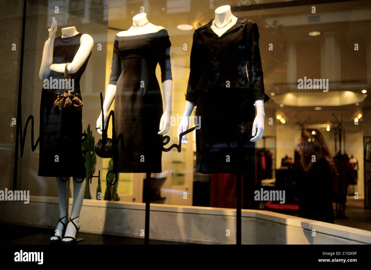 United States, New York City, Manhattan, dress stand in a shop window