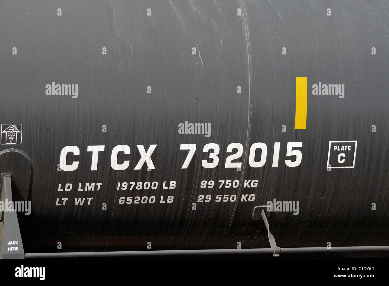 Nomenclature on Ethanol tank rail car Stock Photo