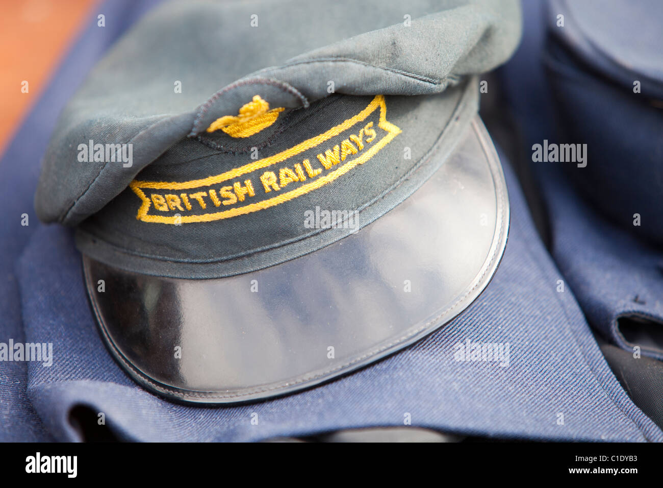 An old British Railways uniform at a railway enthusiasts sale in Loughborough, Leicestershire, UK. Stock Photo