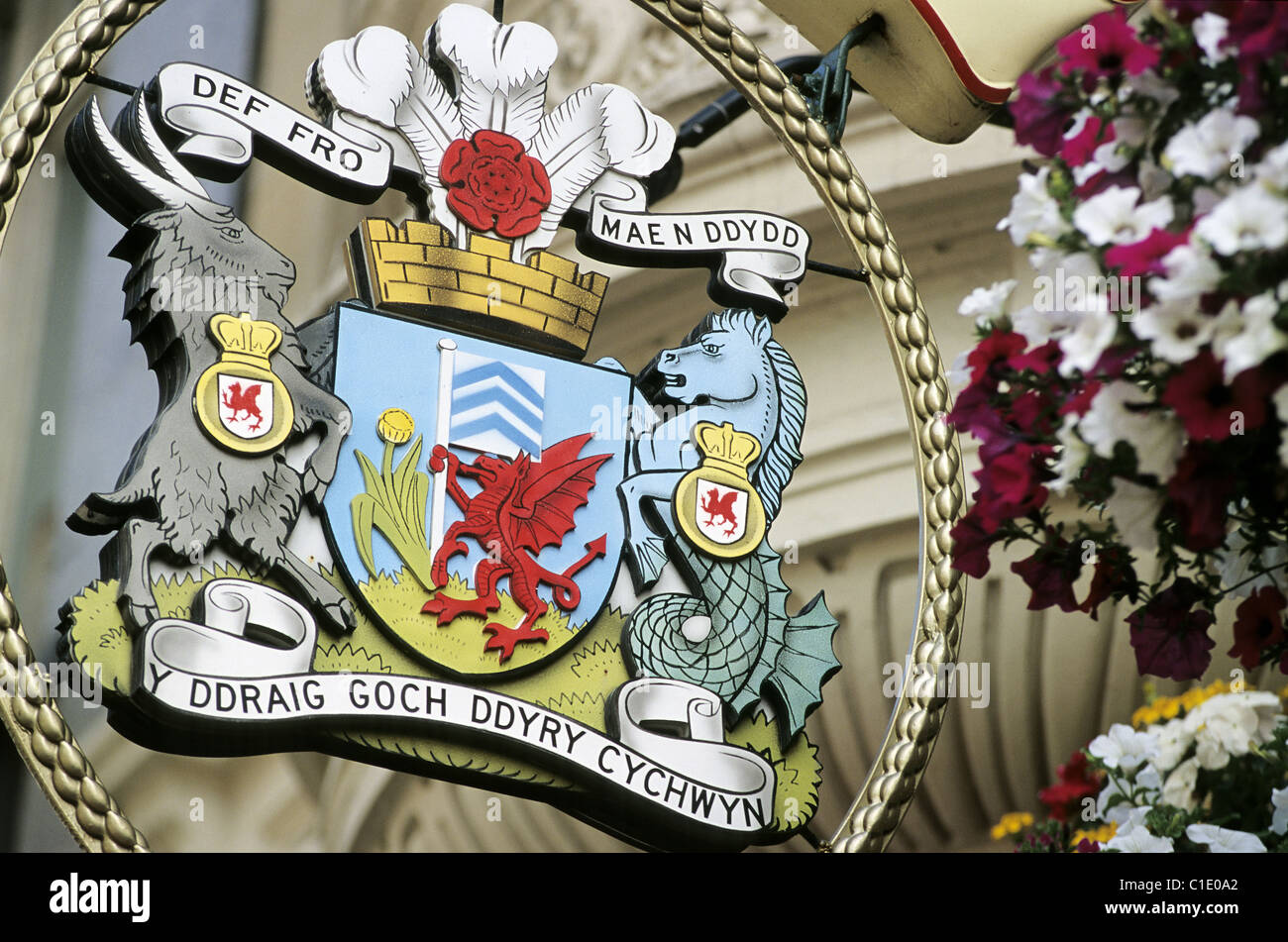 United Kingdom, Wales, arms of Wales Stock Photo