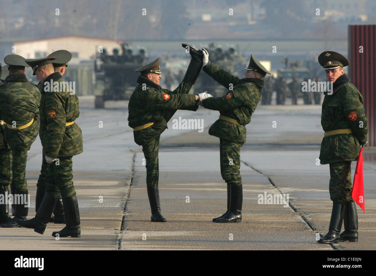 THE MILITARY OF SILLY WALKS What's this all aboot? Russian soldiers give Basil Fawlty a run for