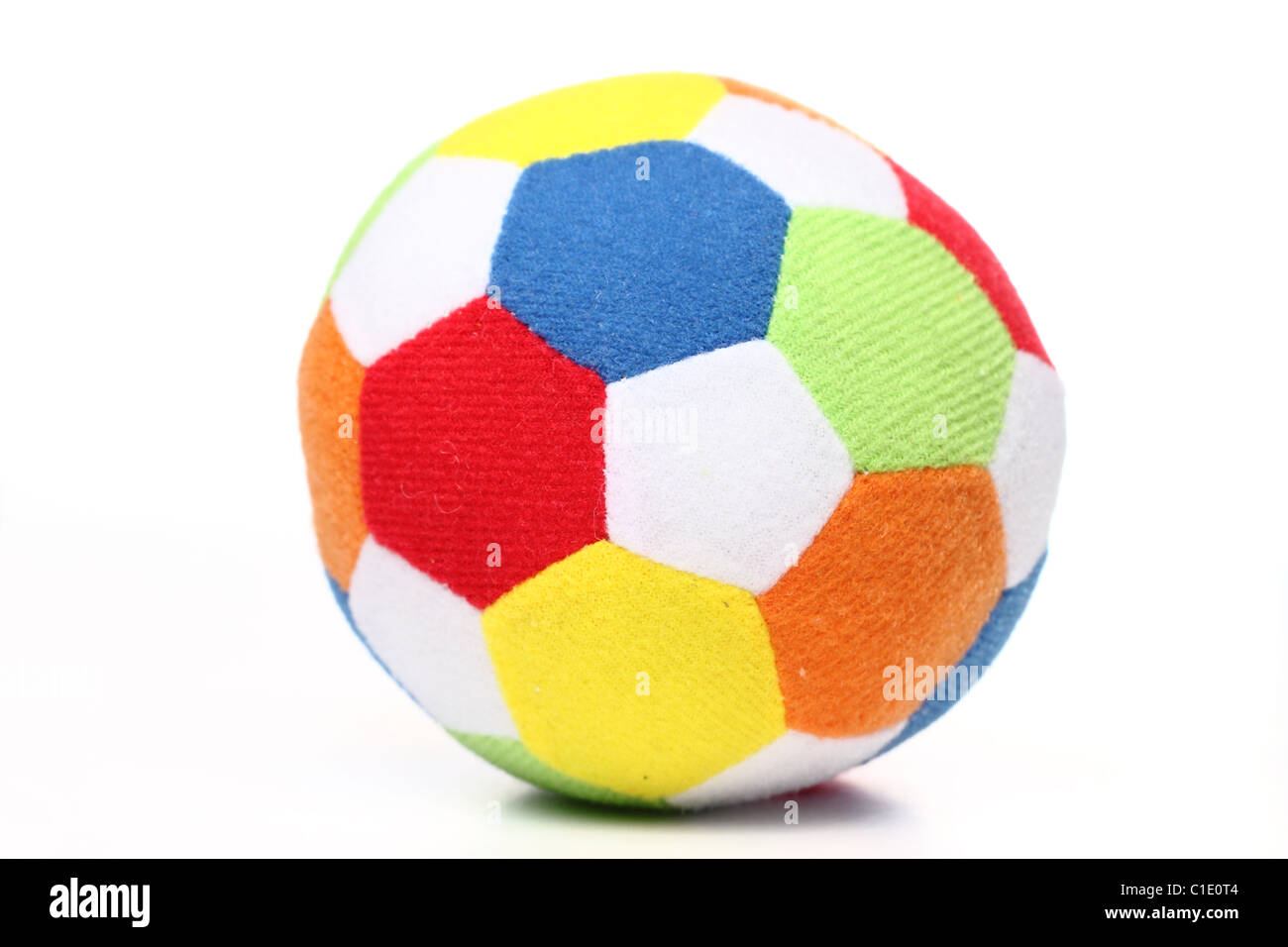 Toy soccer ball made from multicolored patches of cloth Stock Photo Alamy