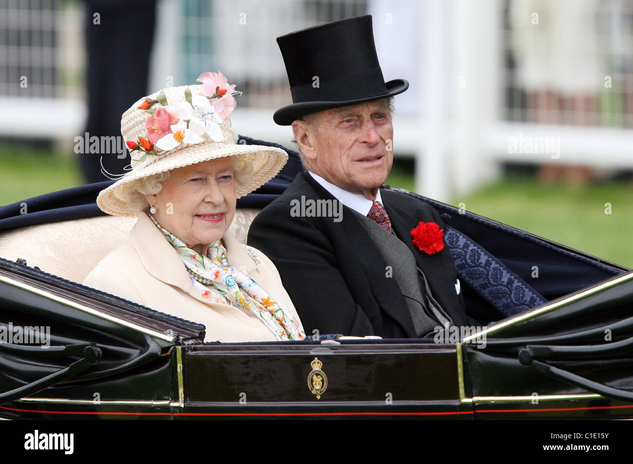 Portrait of Queen Elisabeth II and Prince Philip, Ascot, United Kingdom Stock Photo
