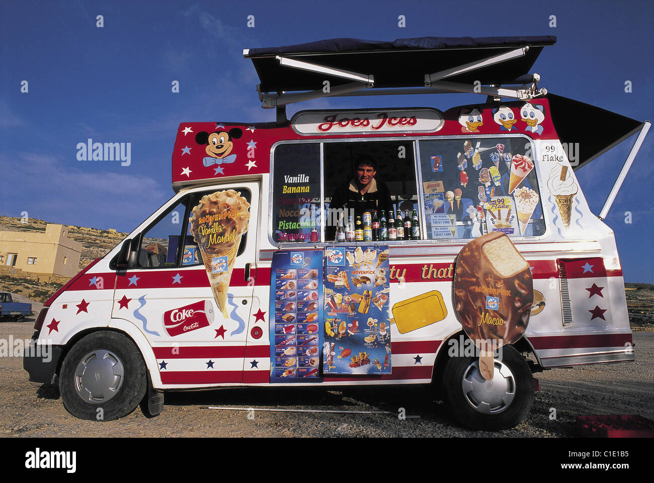 Malta, Gozo Island, ice cream salesman Stock Photo Alamy