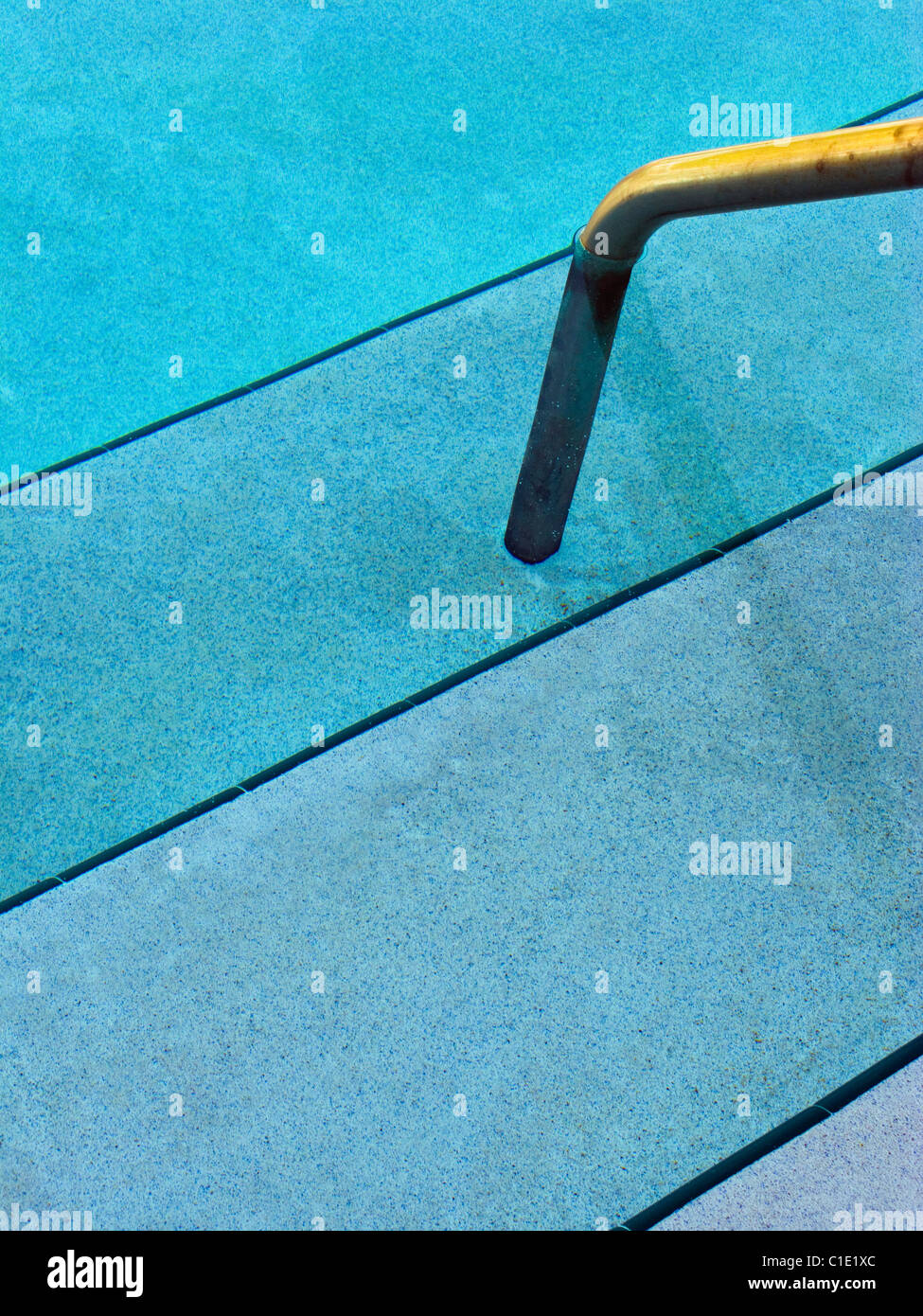 SWIMMING POOL HANDRAIL AND STEPS/ ABSTRACT DETAIL Stock Photo