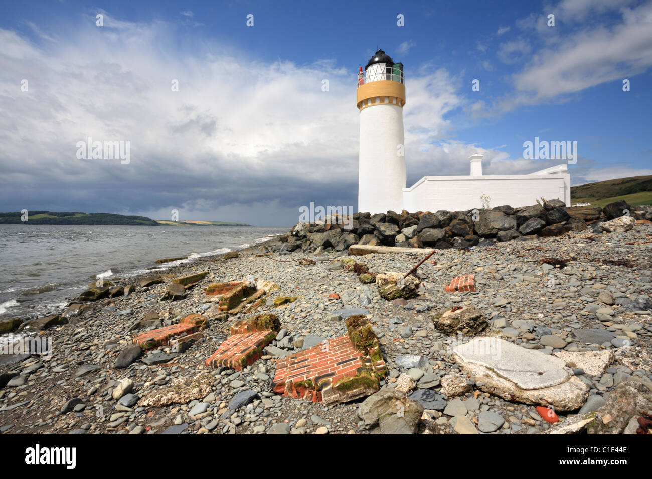 The lighthouse at Cairnryan on Loch Ryan near Stranraer in South West Scotland Stock Photo