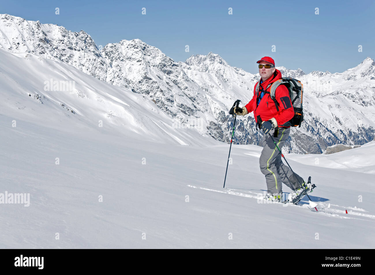 A group of ski tourers in the Silvretta region of Austria Stock Photo