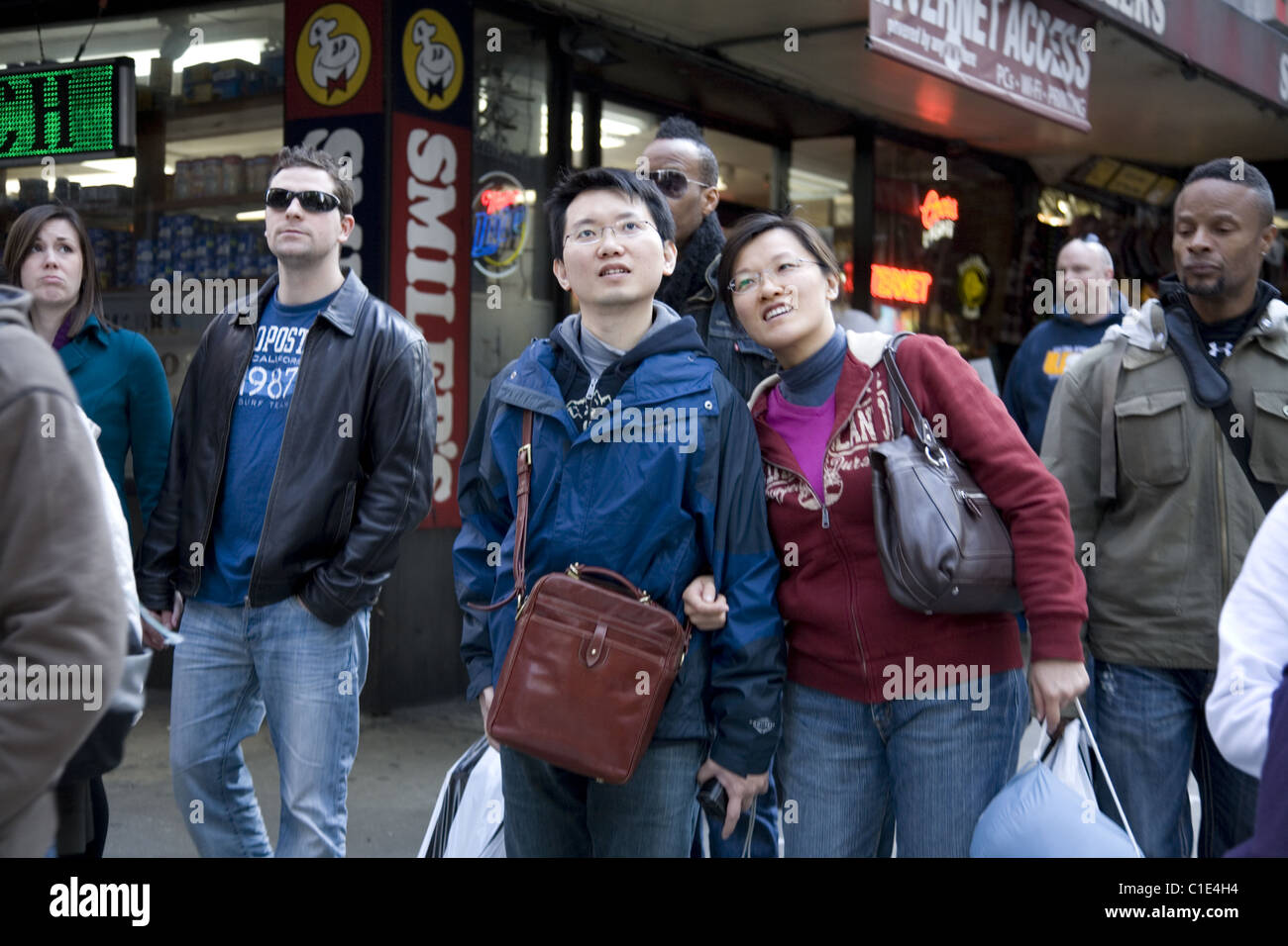 Tourists in Times Square, New York City Stock Photo