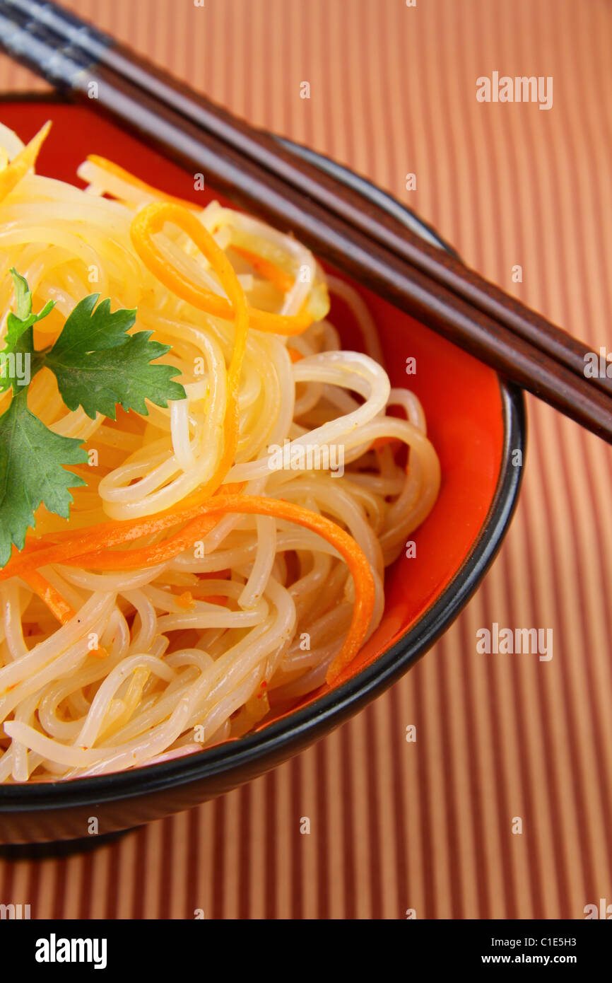 asian stir fry with vegetables and rice noodles Stock Photo - Alamy