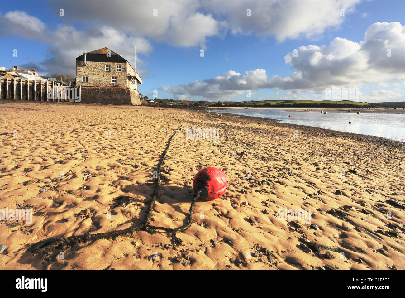 The beach at Rock on Cornwalls Camel Estuary captured at low tide Stock Photo