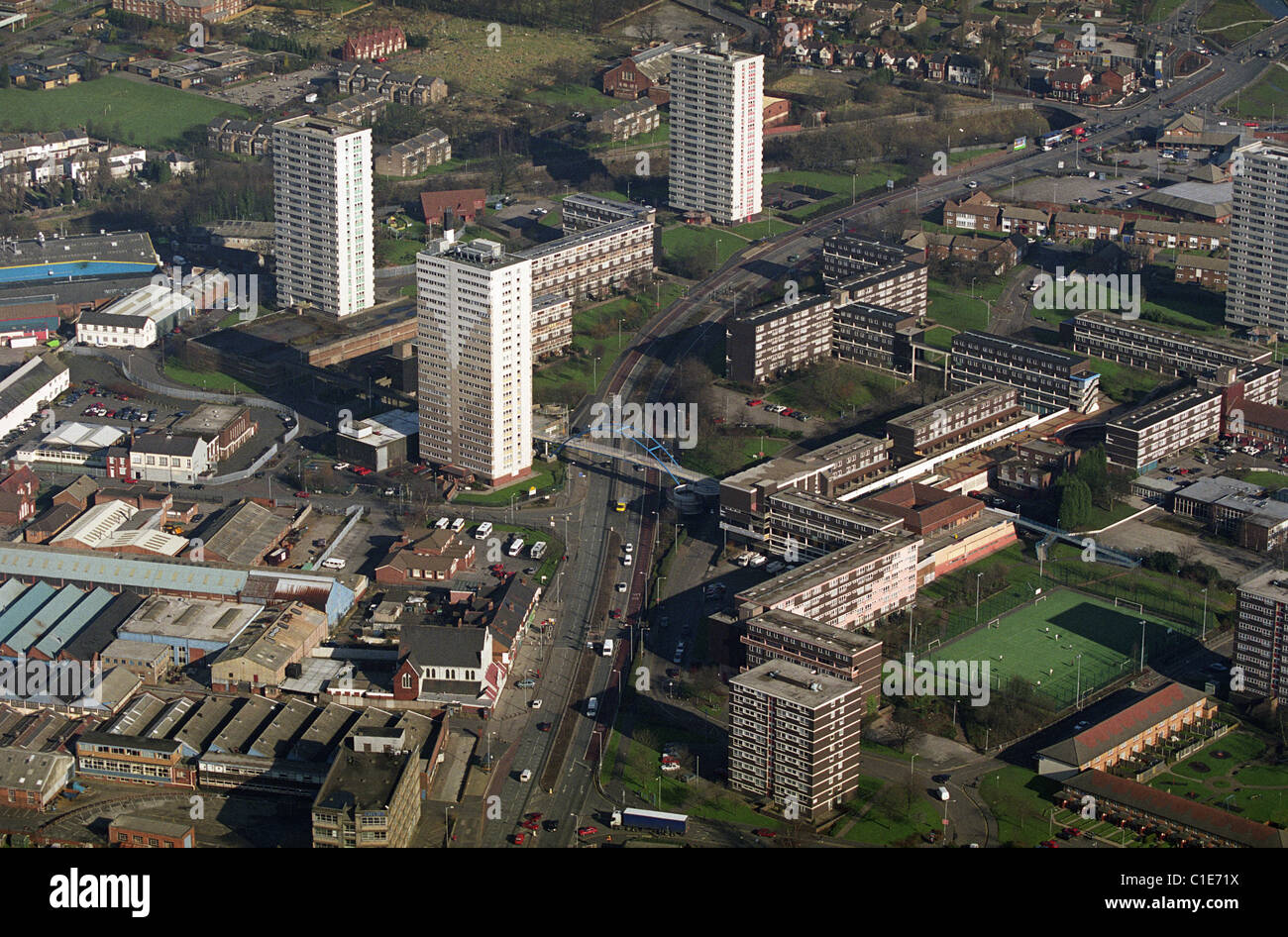 Aerial view of Heath Town Wolverhampton West Midlands England Uk featuring  2001 Stock Photo - Alamy