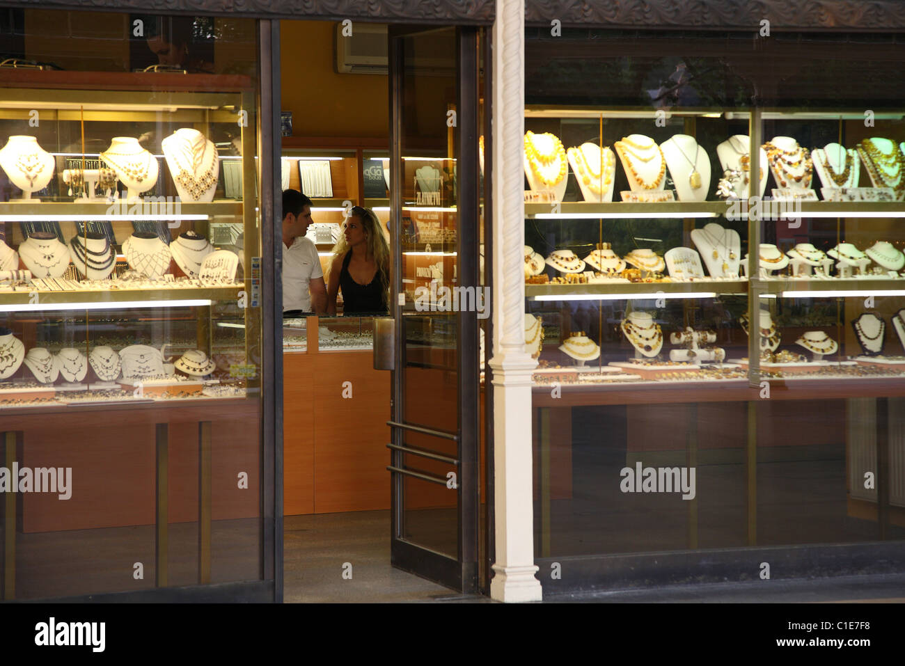 Jeweler's shop in spa colonnade, Marianske Lazne, Czech Republic Stock Photo