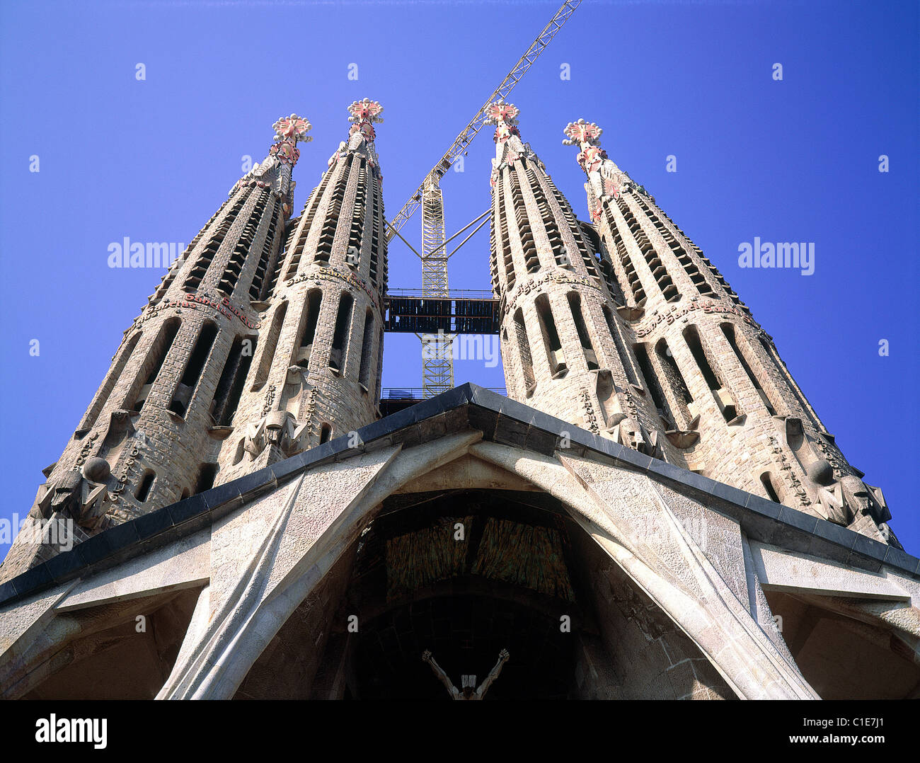 Spain, Barcelona, Sagrada Familia cathedral by the architect Gaudi ...