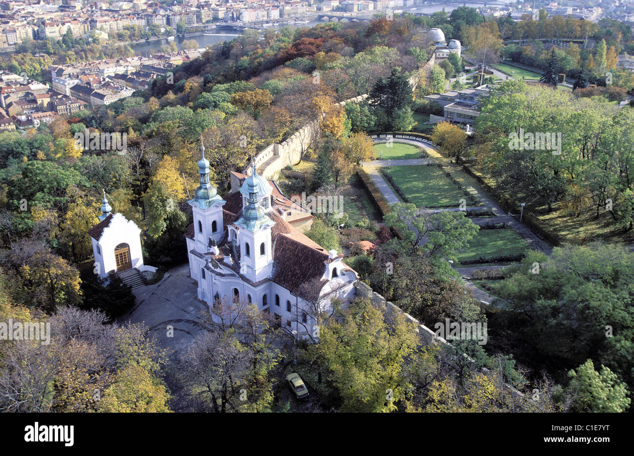 Czech Republic, Prague, Petrin hill gardens, Saint Michael Orthodox Church in Petrin Stock Photo