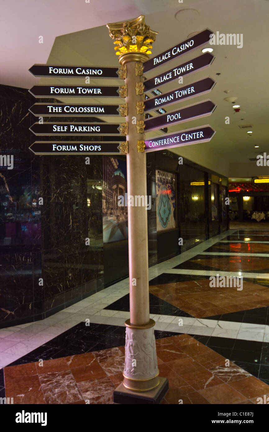direction sign pole shopping mall Las Vegas Stock Photo